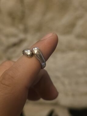 Sterling Silver Open Teardrop Ring - Silver